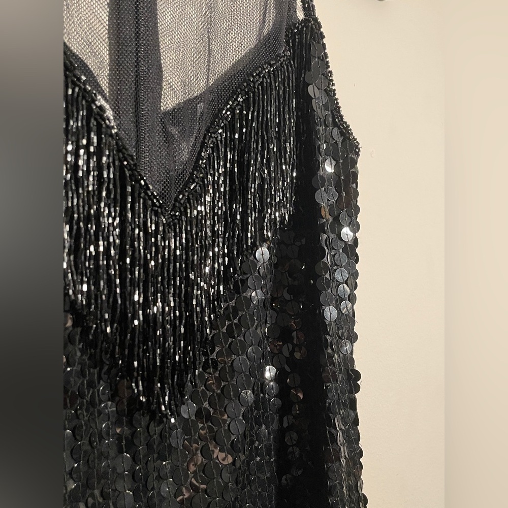 A.J. Bari VINTAGE Black Flapper Style Evening Dress
